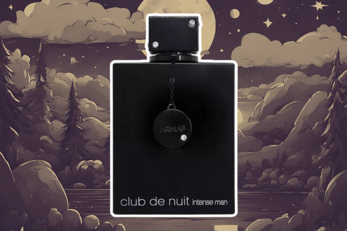 Perfume Armaf Club De Nuit Intense Man em um fundo noturno