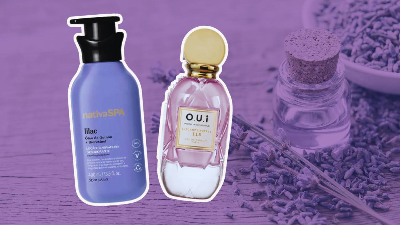 Hidratante Lilac do Boticário e perfume O.U.i Élégance Royale 115