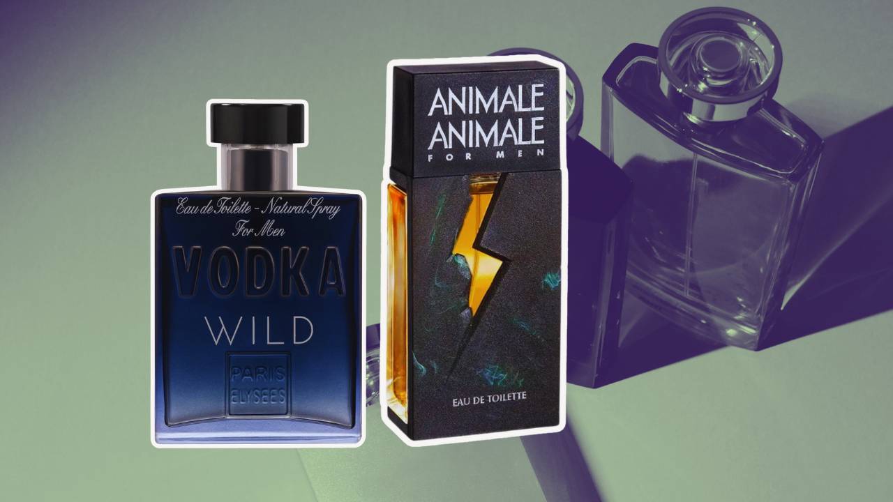 Frascos de dois perfumes masculinos importados da lista, Vodka Wild e Animale