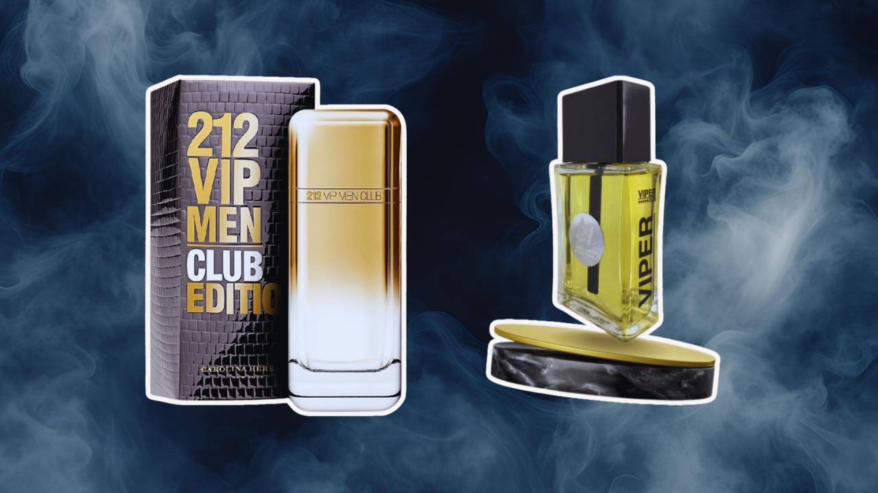 Perfume 212 VIP Men Club Edition e seu contratipo Viper Club