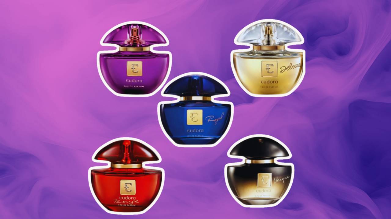 Montagem com todos os perfumes da linha E da Eudora