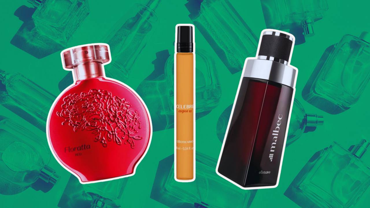 Montagem com três dos perfumes mais vendidos do Boticário