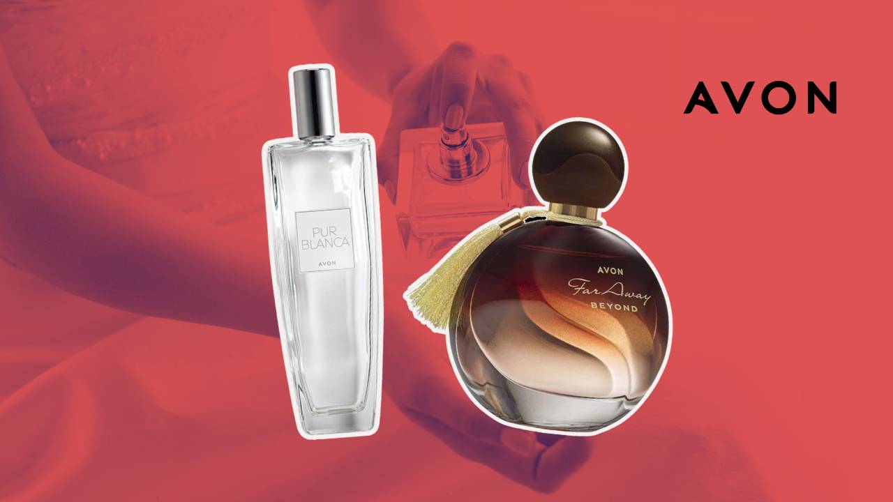 Montagem com dois dos perfumes femininos mais vendidos da Avon em agosto 2024