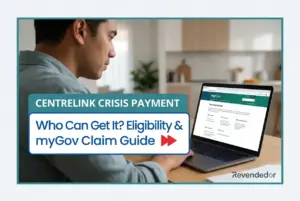 Pessoa no site myGov sobre pagamento de crise do Centrelink