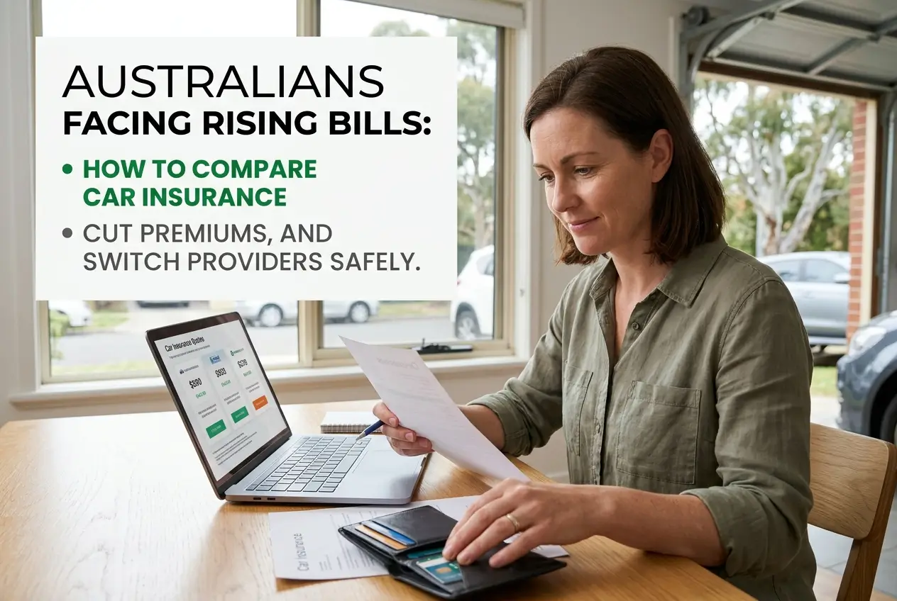 Mulher comparando opções de seguro de carro em laptop