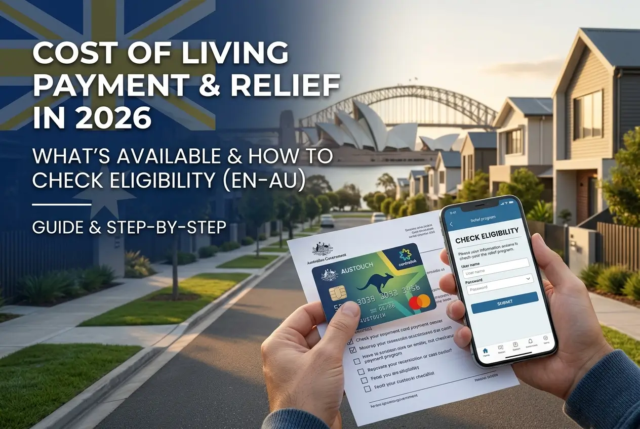 Pessoa com documento de ajuda financeira australiana 2026
