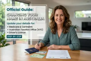 Mulher escreve sobre mudança de nome na Austrália, 2026